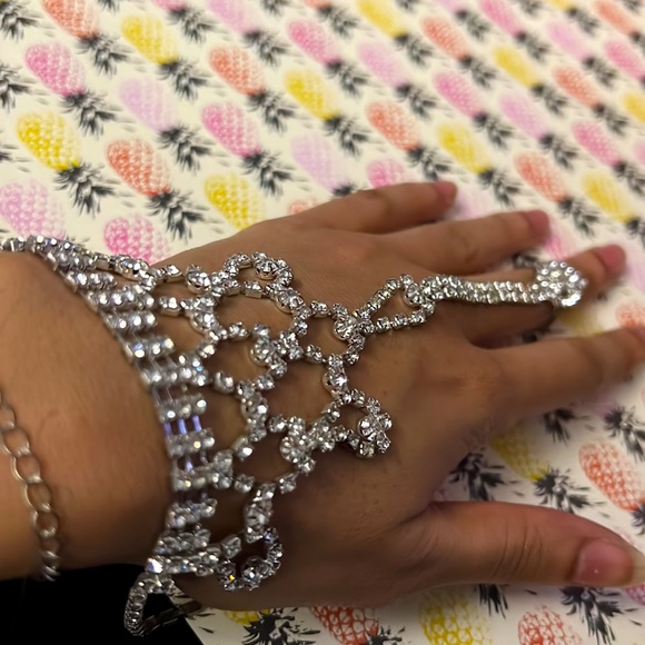 Womens clear ring bracelet covered in diamonds - Picture 2 of 4